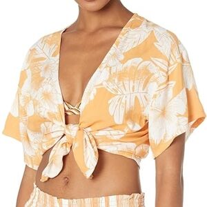 NWT ROXY Golden Shore Short Top, Color Orange/White Size S